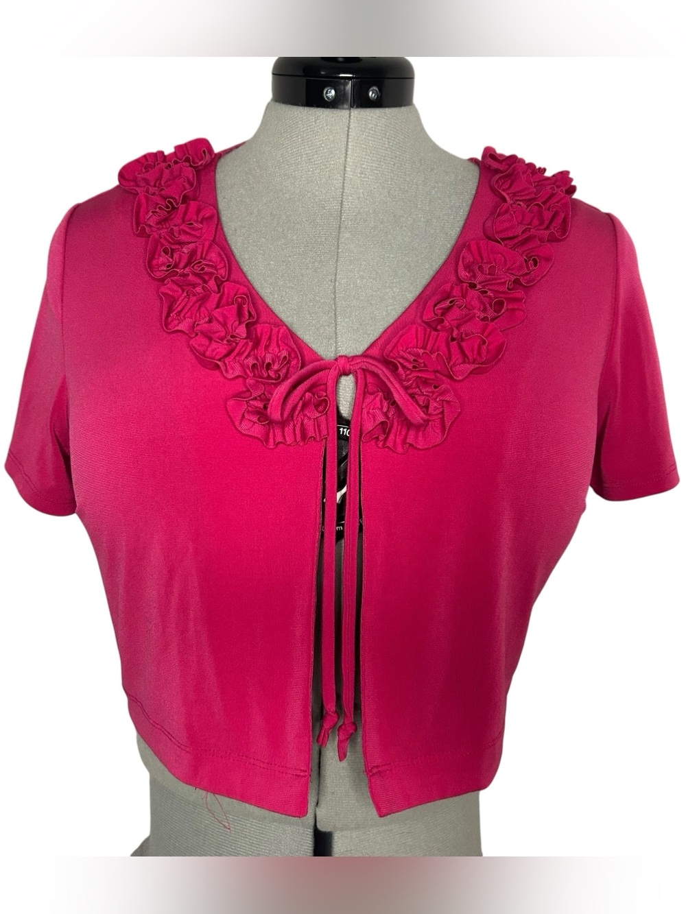 Danny & Nicole Fuchsia Ruffled Tie-Front Cropped Shrug